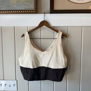 NWT Old Navy Active Cream & Dark Brown Sports Bra, Size XXL